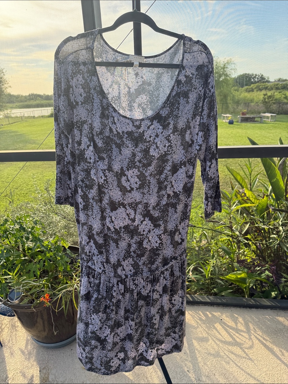 Soft Joie gray purple Floral-Effect Long Sleeve Dress